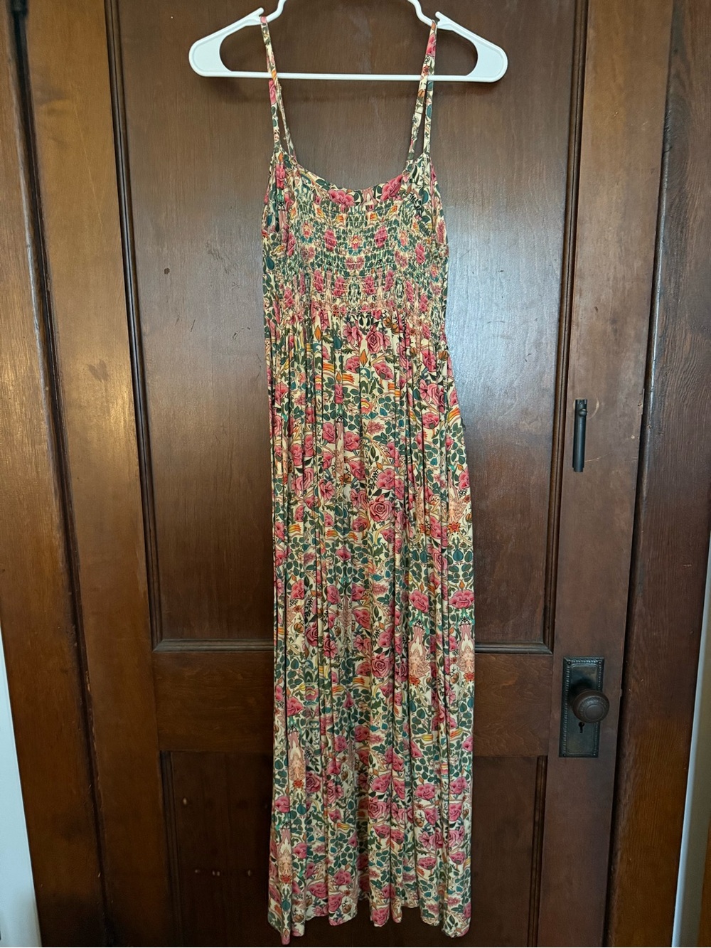 NATURAL LIFE Pink and Green Floral Maxi Dress with Spaghetti Straps - Picture 2 of 5